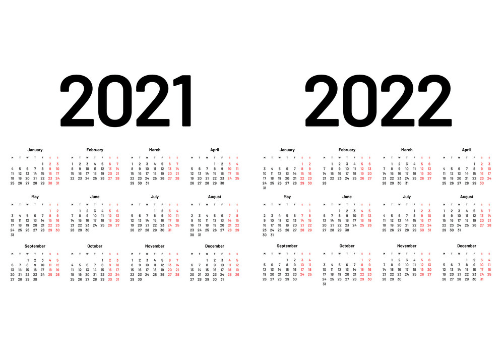2021年と2022年のカレンダーイラスト