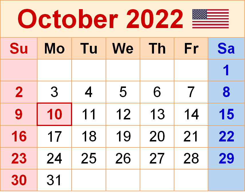 2022年10月カレンダーイラスト
