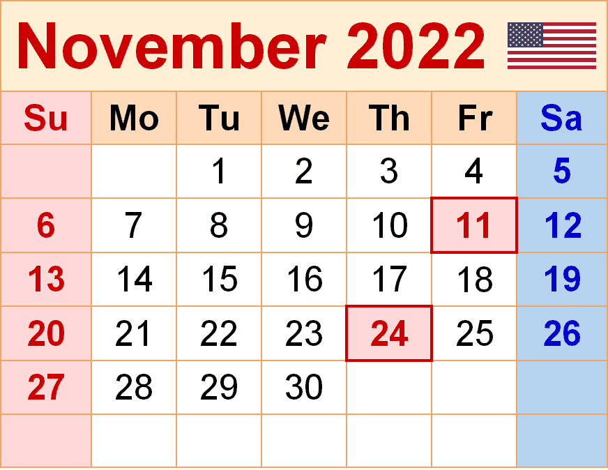 2022年11月カレンダーイラスト