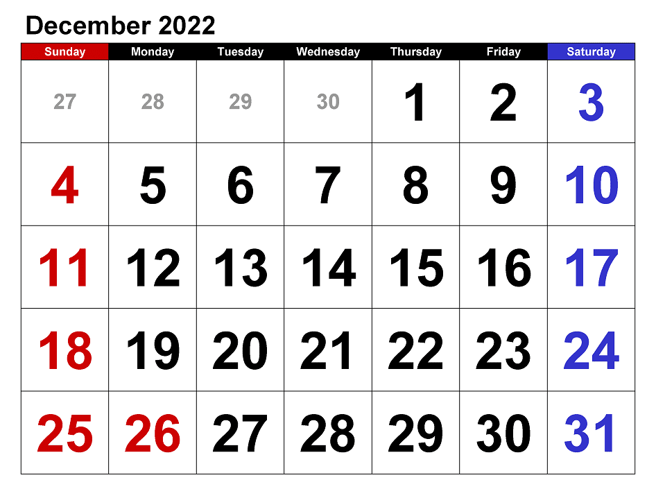 2022年12月カレンダーイラスト