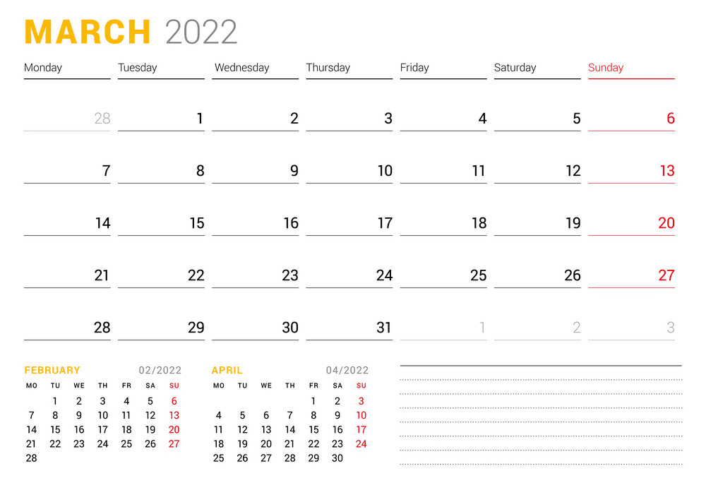 2022年3月カレンダー イラスト無料
