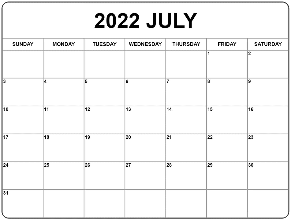 2022年7月カレンダー イラスト無料 イラスト