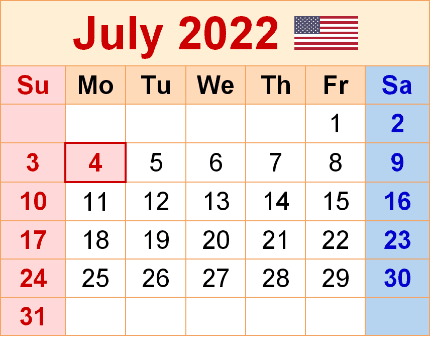 2022年7月カレンダーイラストpng