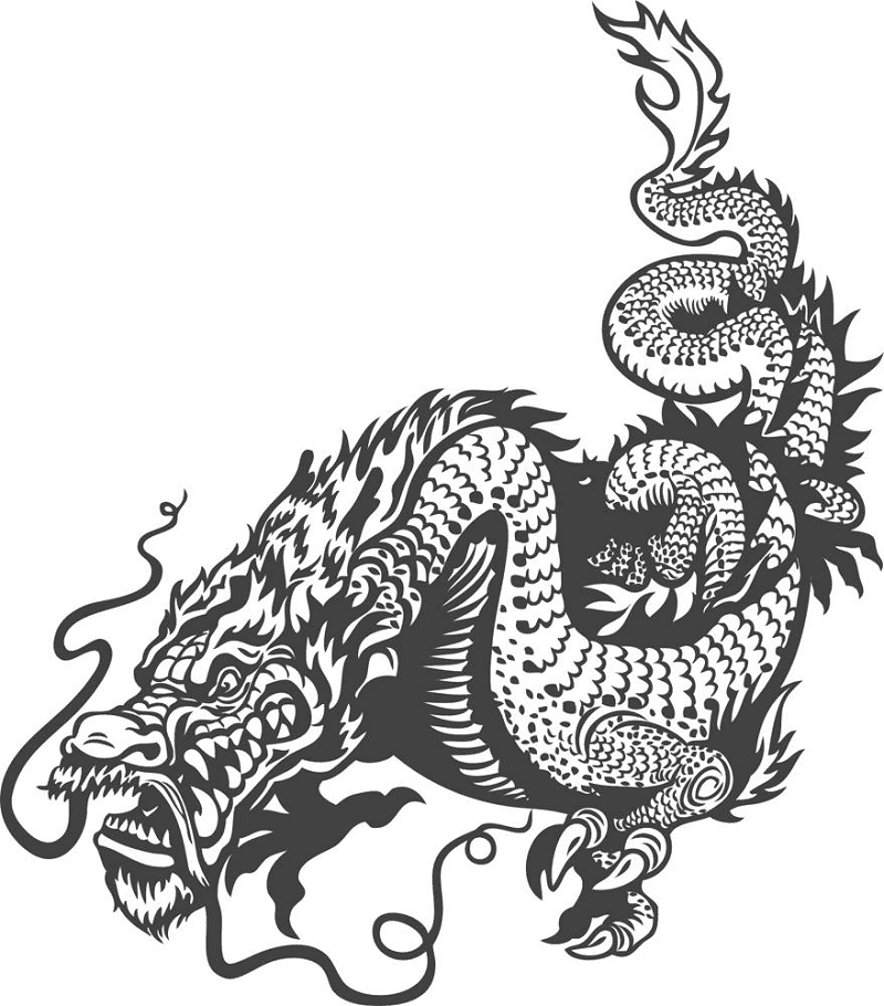 ドラゴンの無料イラスト 白黒 イラスト