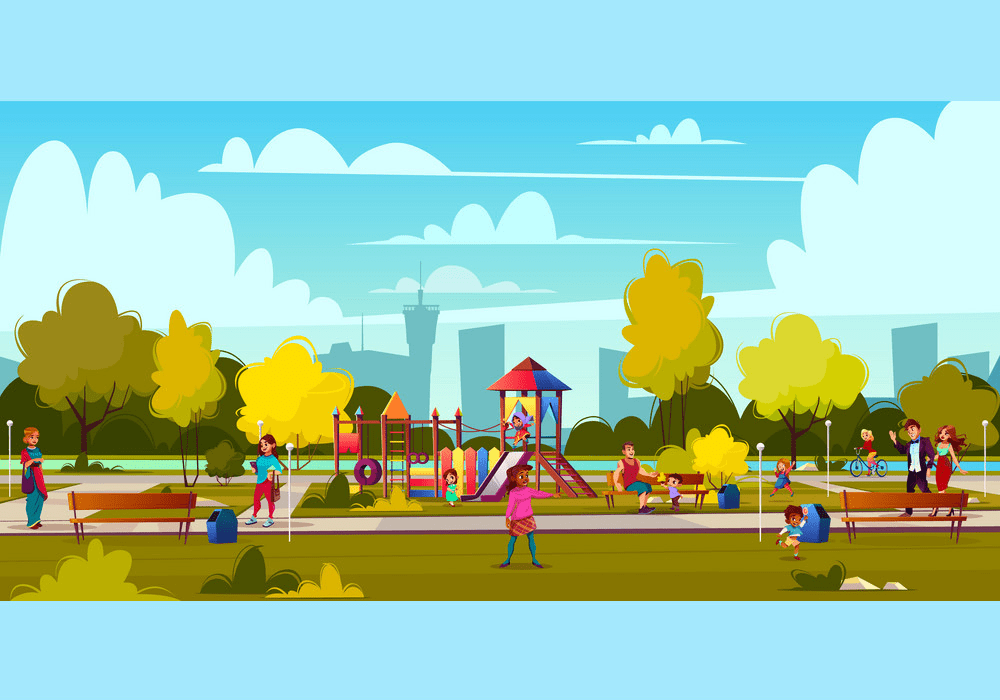 公園の遊び場のイラストを無料でダウンロード イラスト