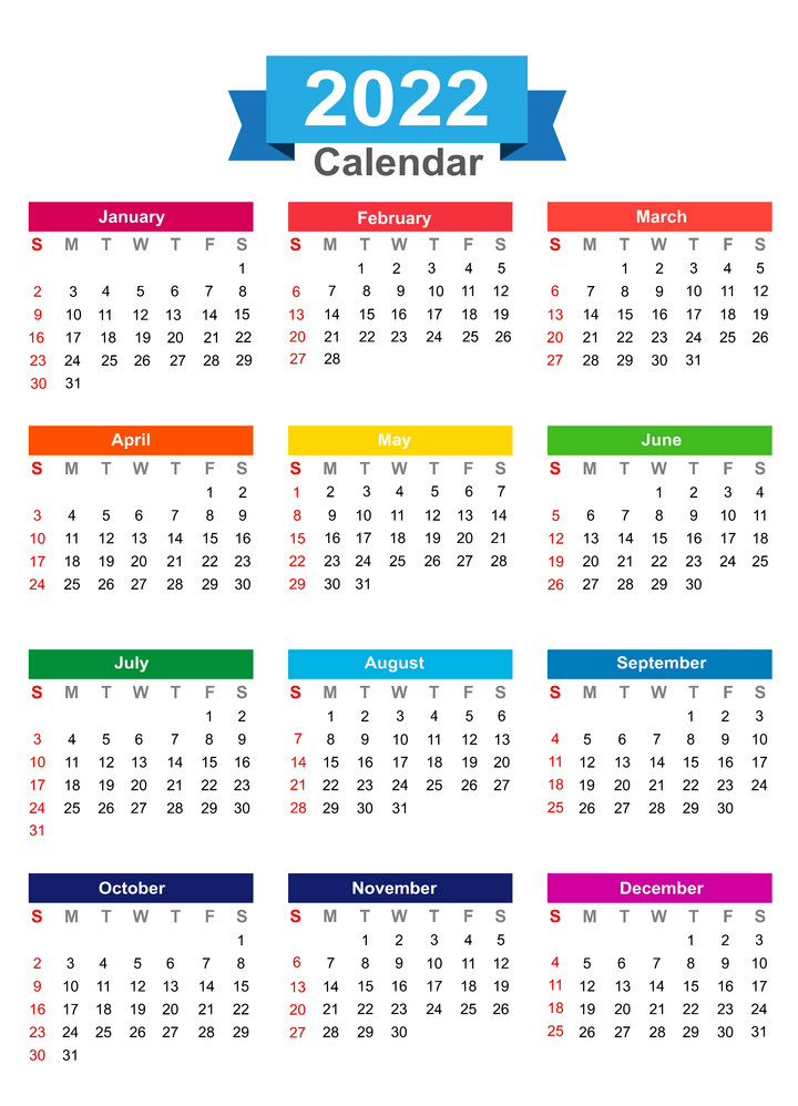 カラフルな 2022 カレンダー イラスト イラスト