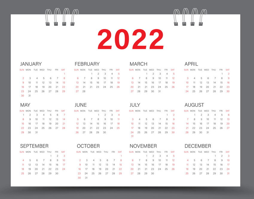 無料の2022年カレンダーイラストpng
