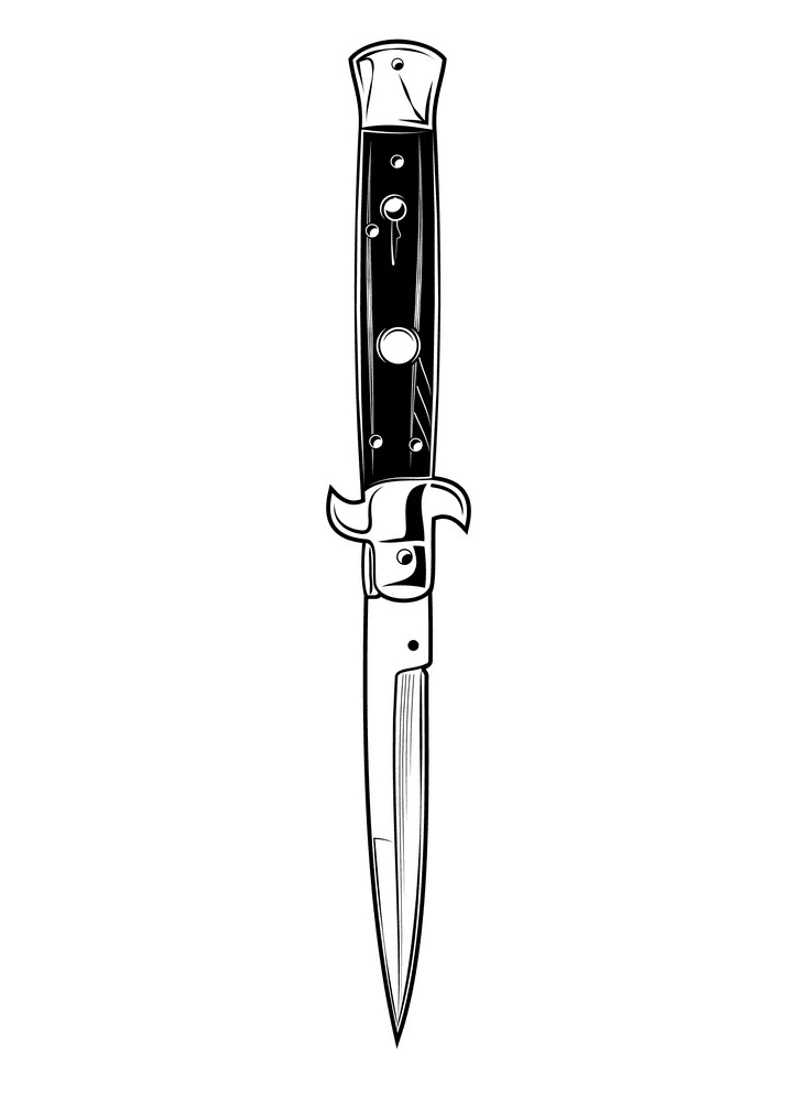 Flick Knife Illustration Black and White