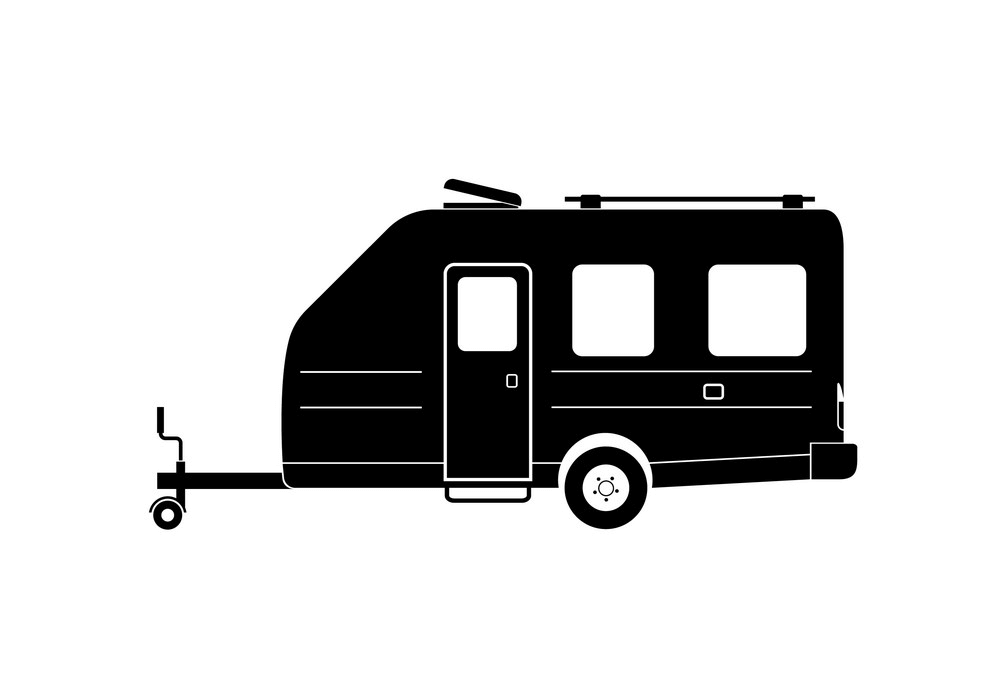 アイコン キャンピングカー トレーラーの図 イラスト