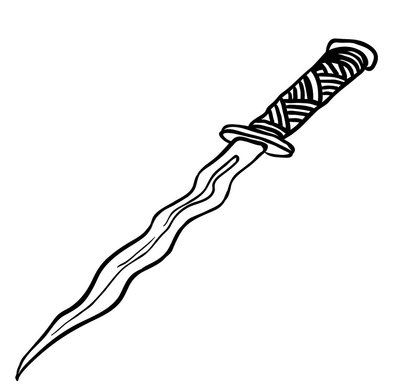 ダガー ナイフのイラスト白黒