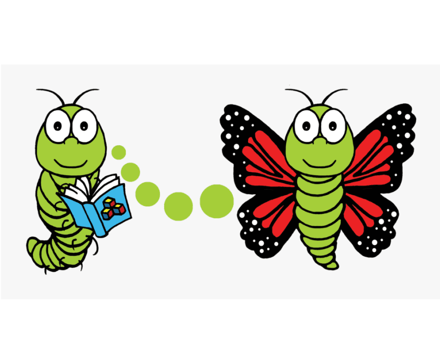 芋虫と蝶のイラストpng イラスト