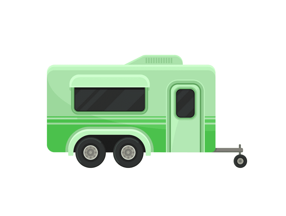 緑のキャンピングカーのトレーラーの図 イラスト