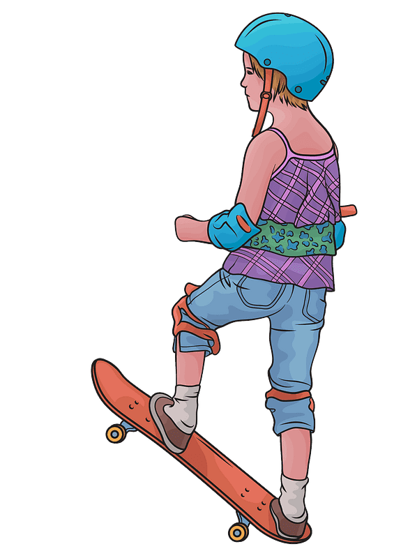 女の子 スケートボード イラスト 透明1 イラスト