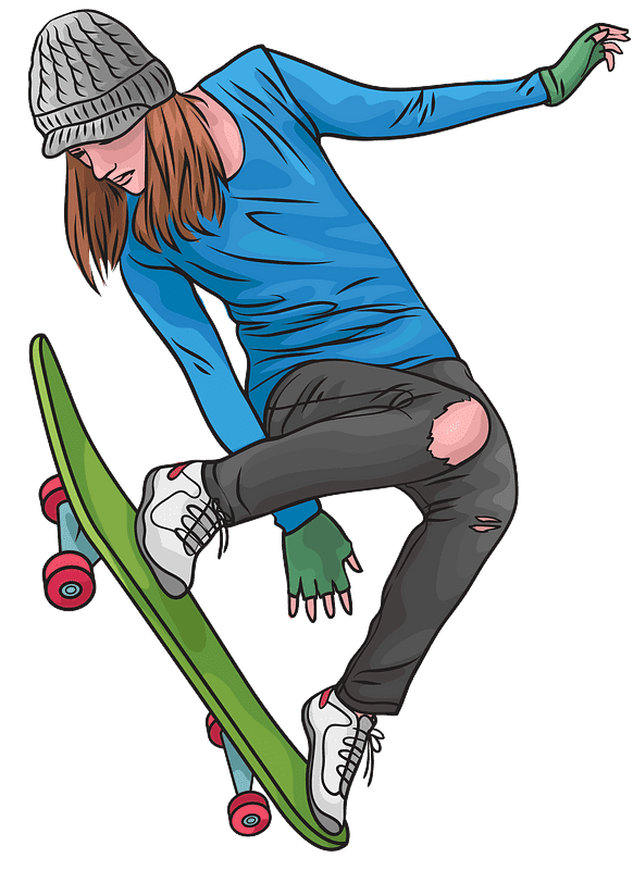 女の子 スケートボード イラスト 透明 イラスト
