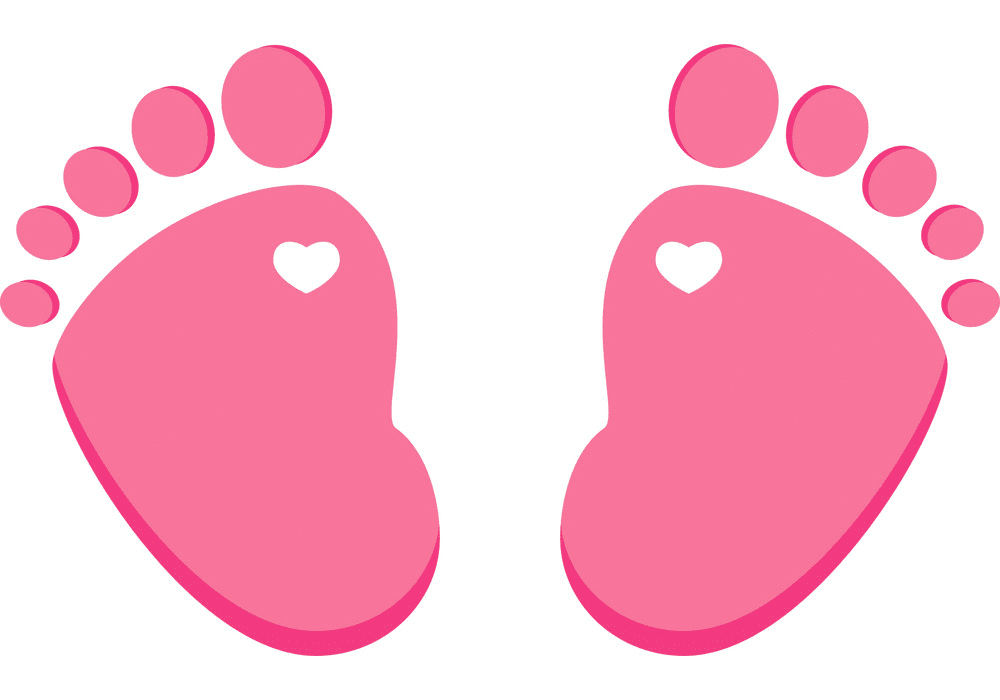 ピンクの赤ちゃんの足の図 イラスト