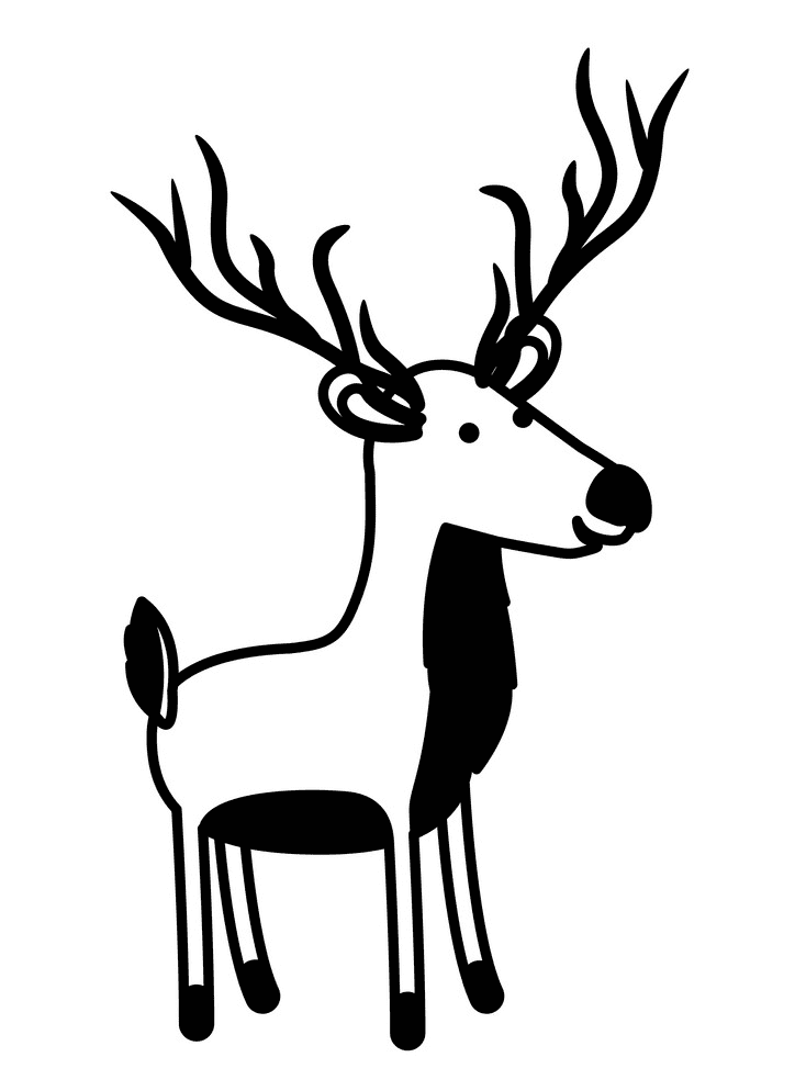鹿のイラスト白黒 イラスト