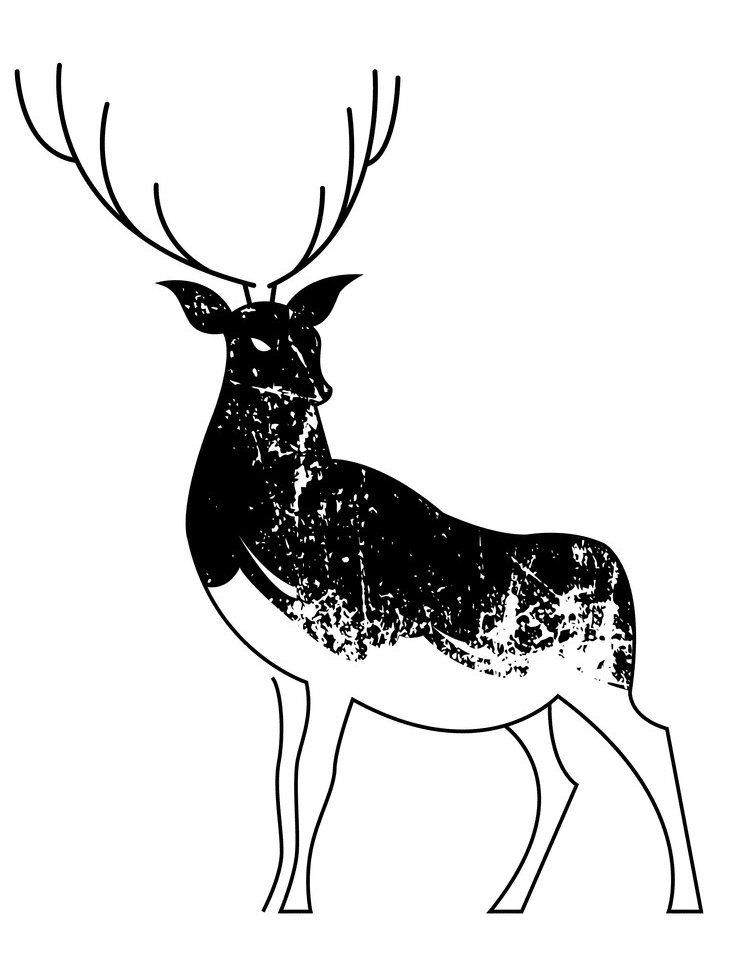 鹿の白黒イラスト PNG イメージ 2 イラスト