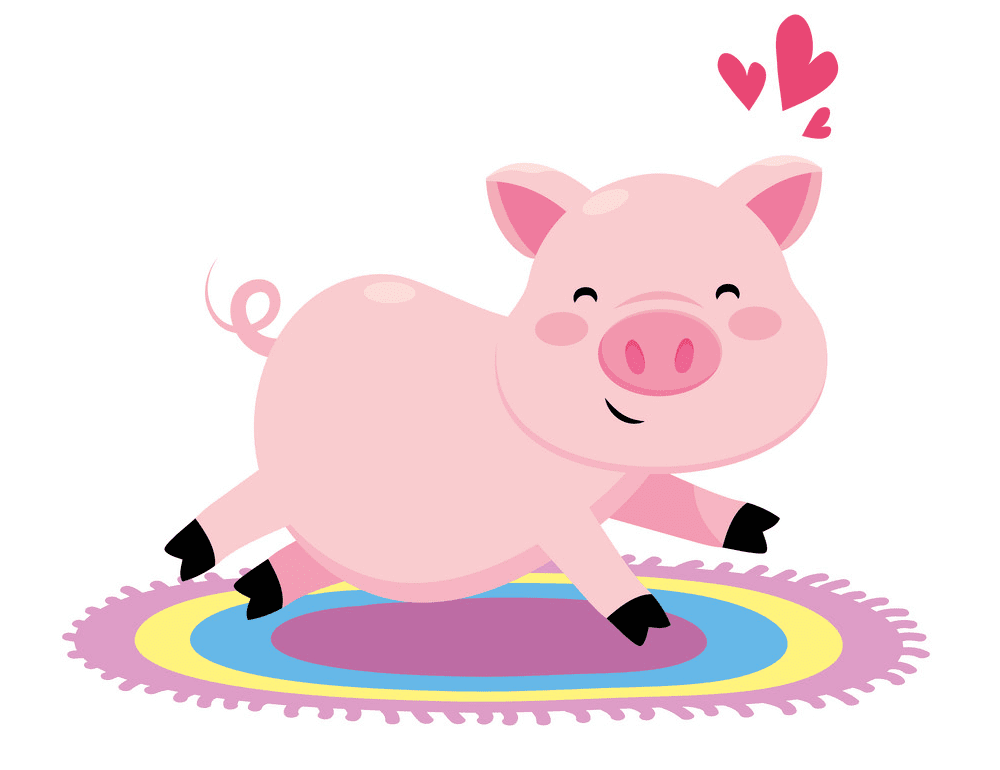 敷物の上の豚のイラスト イラスト