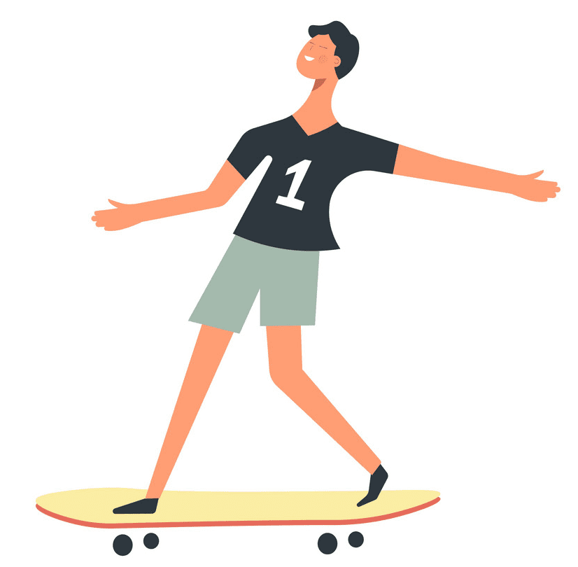 スケートボードに乗るイラスト 1