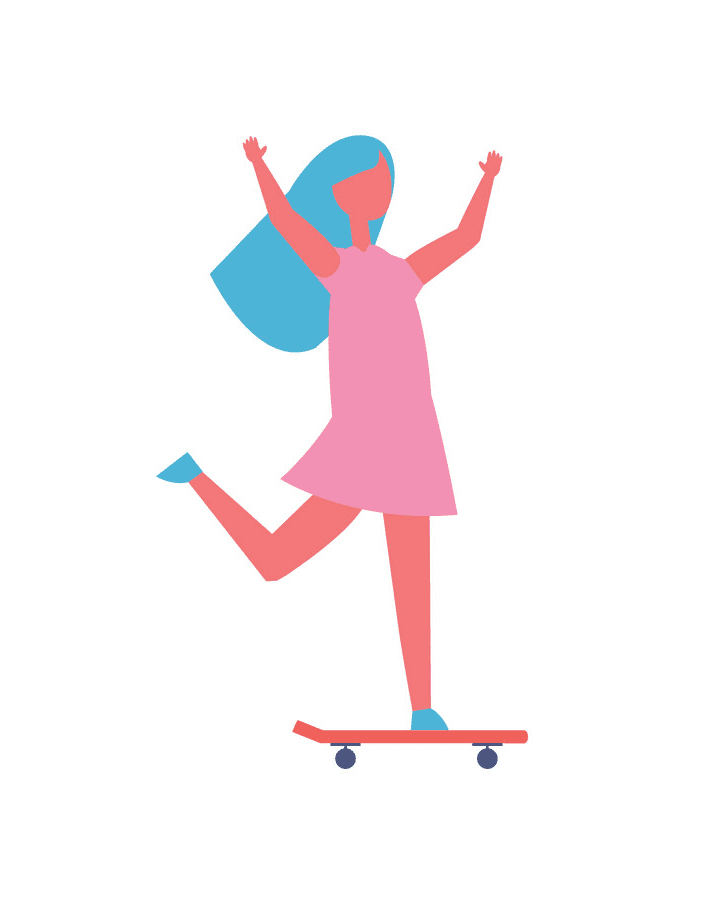スケートボードに乗る イラスト 無料画像