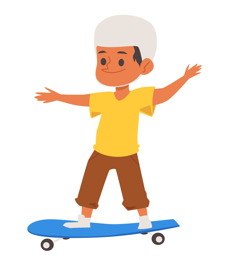 スケートボードに乗るイラスト イラスト