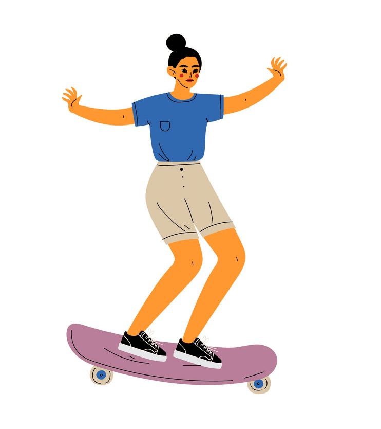 スケートボードに乗る無料イラスト画像