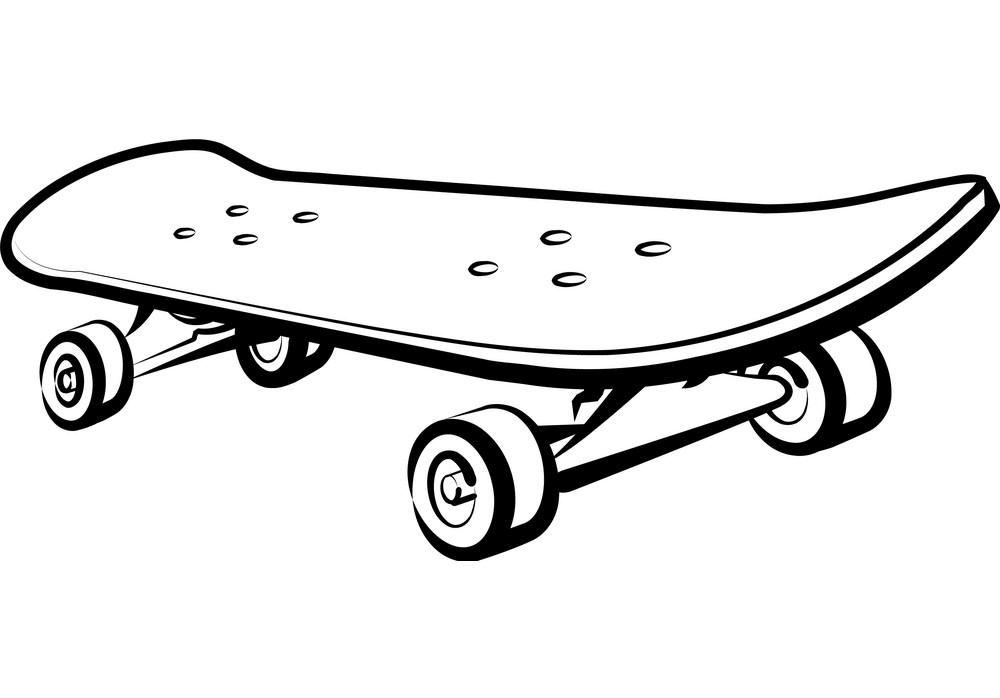 スケートボードのイラスト白黒