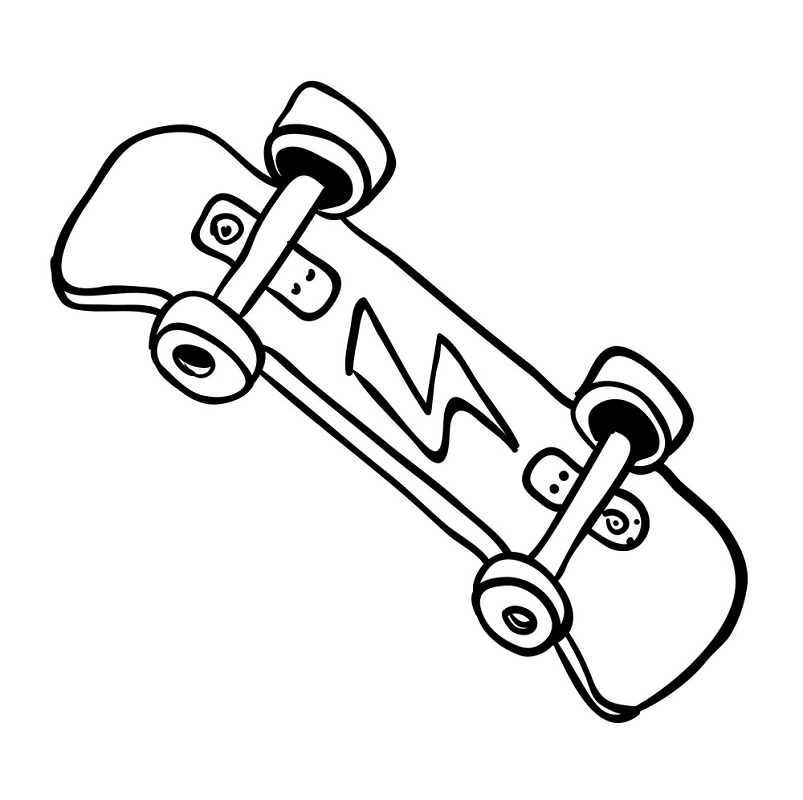 スケートボードイラスト白黒png