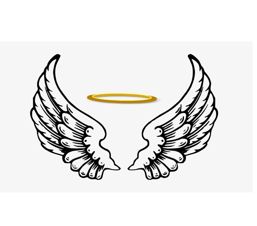 天使の羽と後光のイラスト無料画像