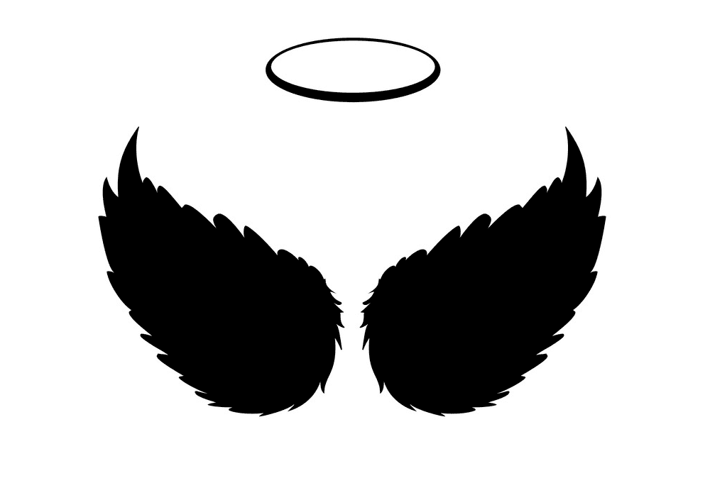 天使の羽と後光の図 イラスト