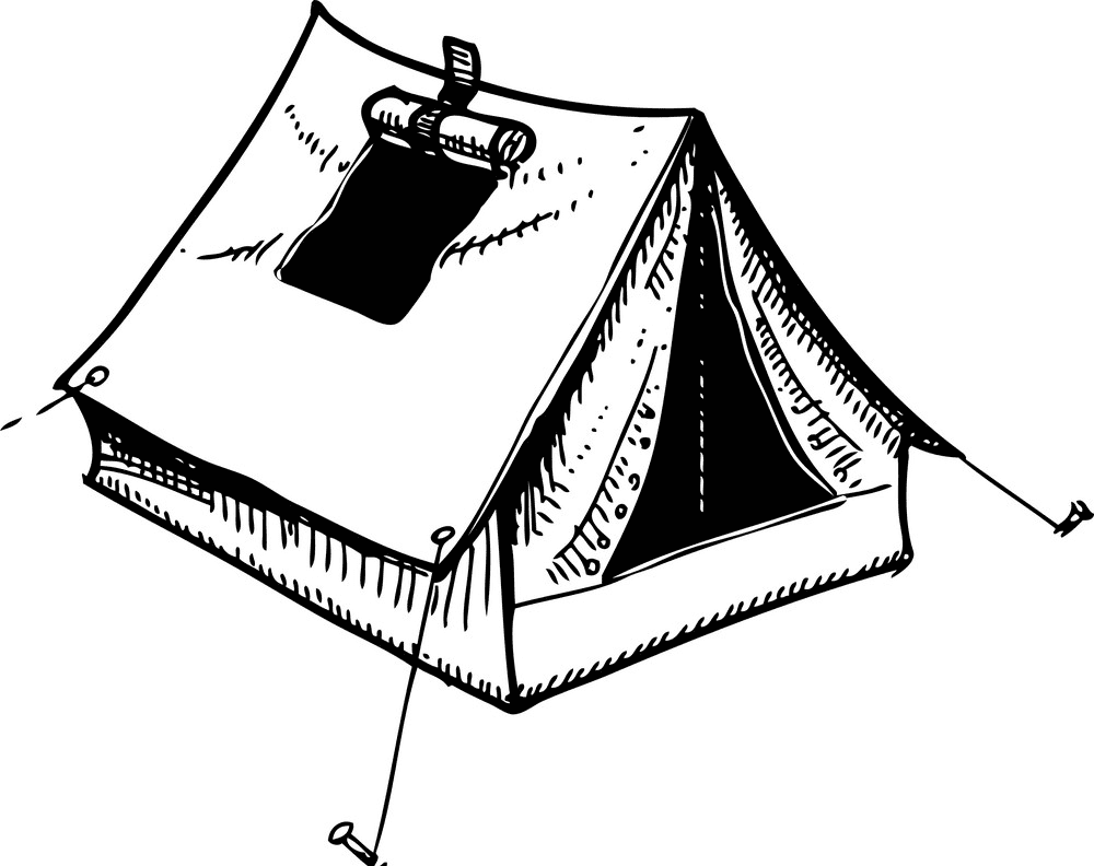 テント イラスト 白黒無料画像