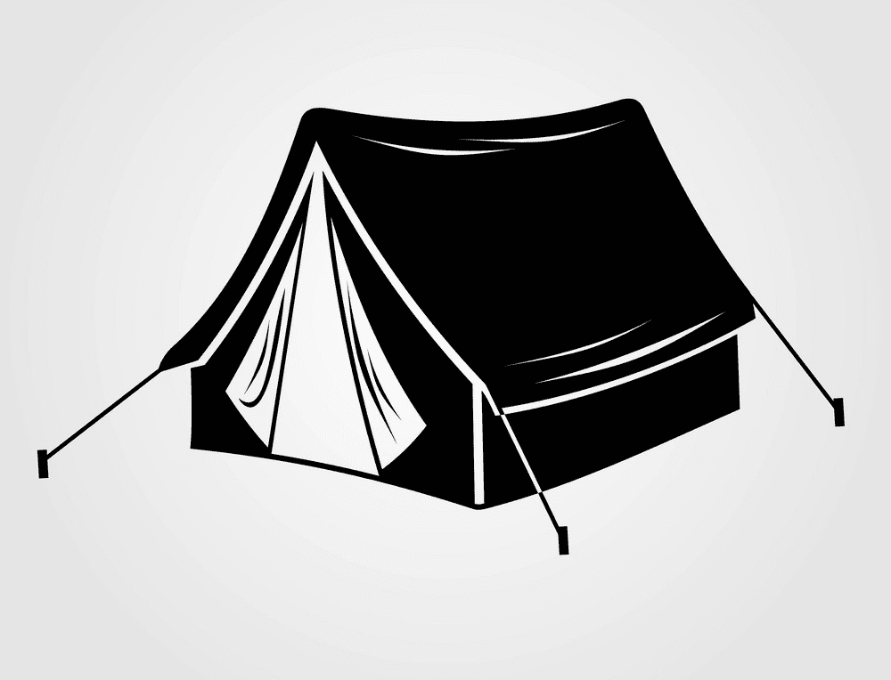 テントのイラスト白黒