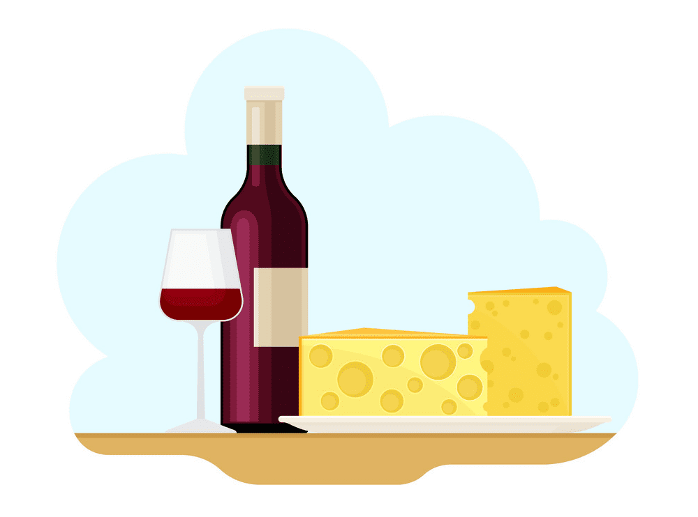 ワインとチーズのイラスト 9 イラスト