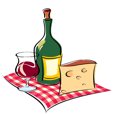ワインとチーズのイラスト素材 イラスト