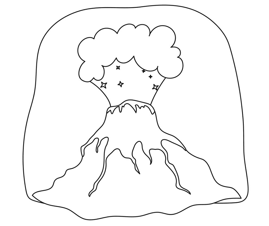 火山の白黒イラスト png イメージ イラスト