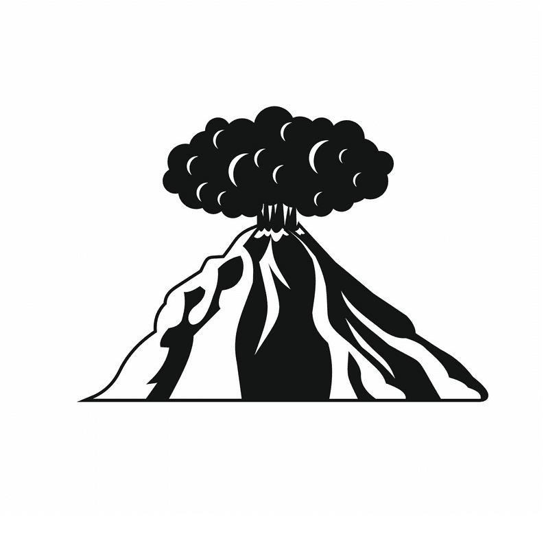 火山 白黒イラスト画像 イラスト