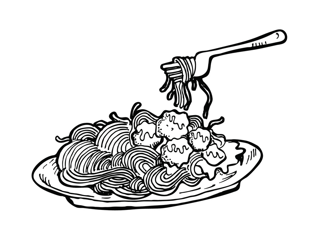 子供のためのスパゲッティ イラスト白黒 イラスト