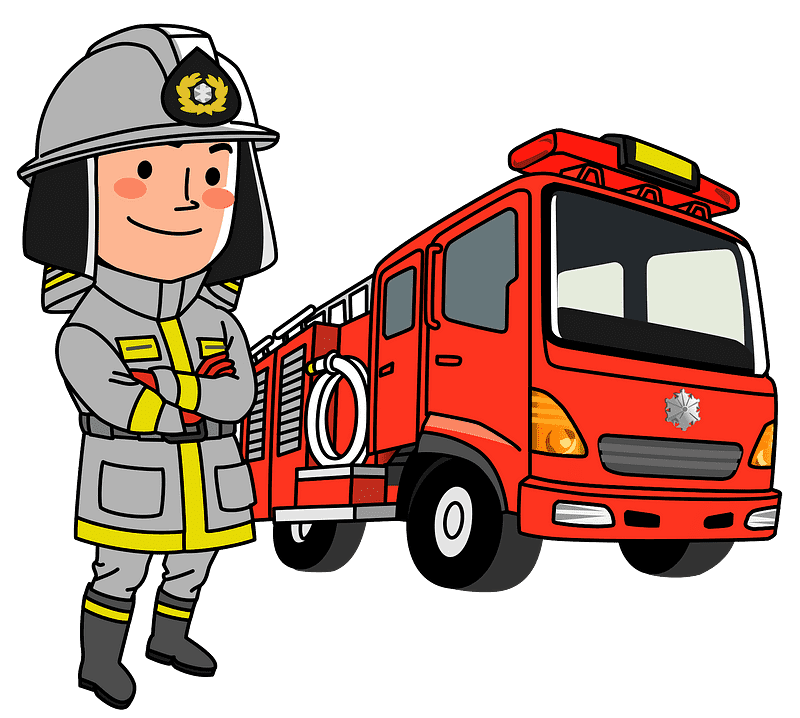 消防士のイラスト 背景透明3