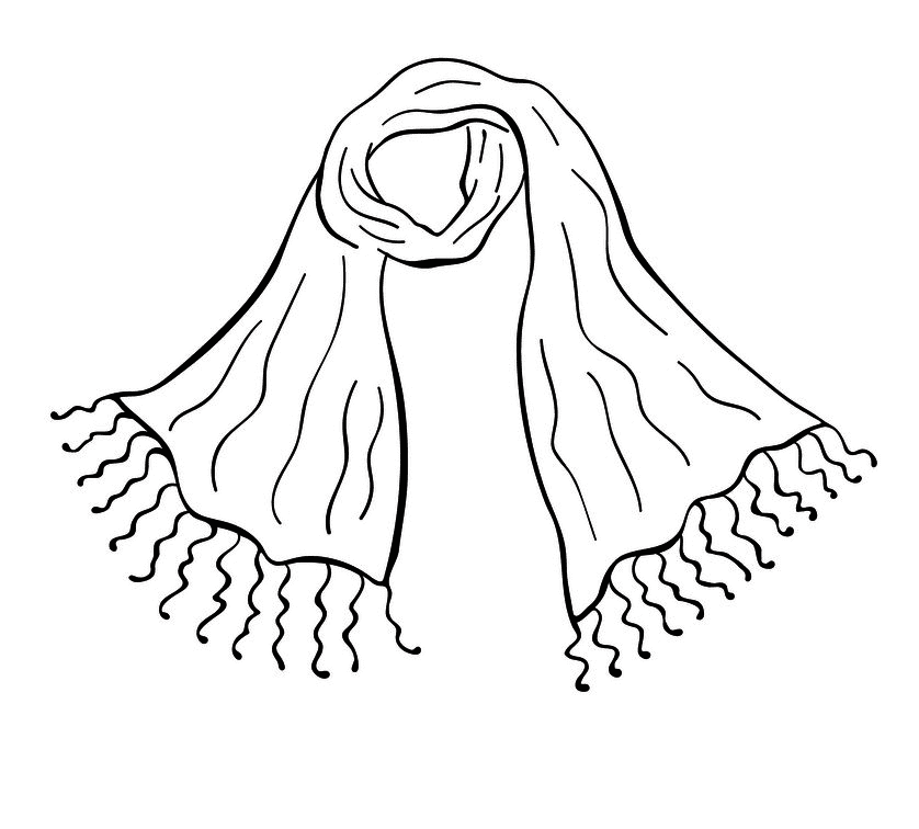 スカーフのイラスト 白黒 ダウンロード イラスト