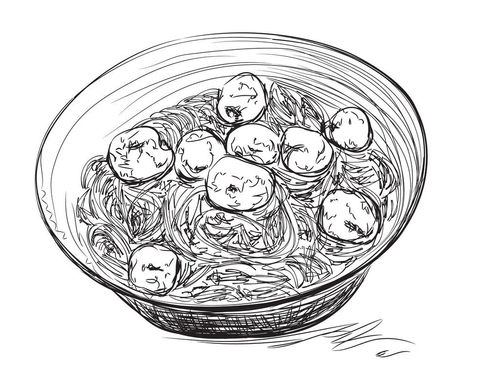 スパゲッティ イラスト 白黒画像