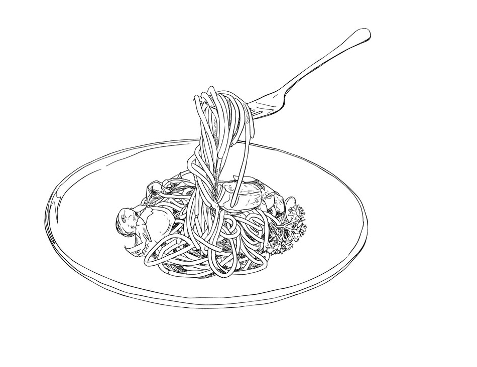 スパゲッティ イラスト 白黒