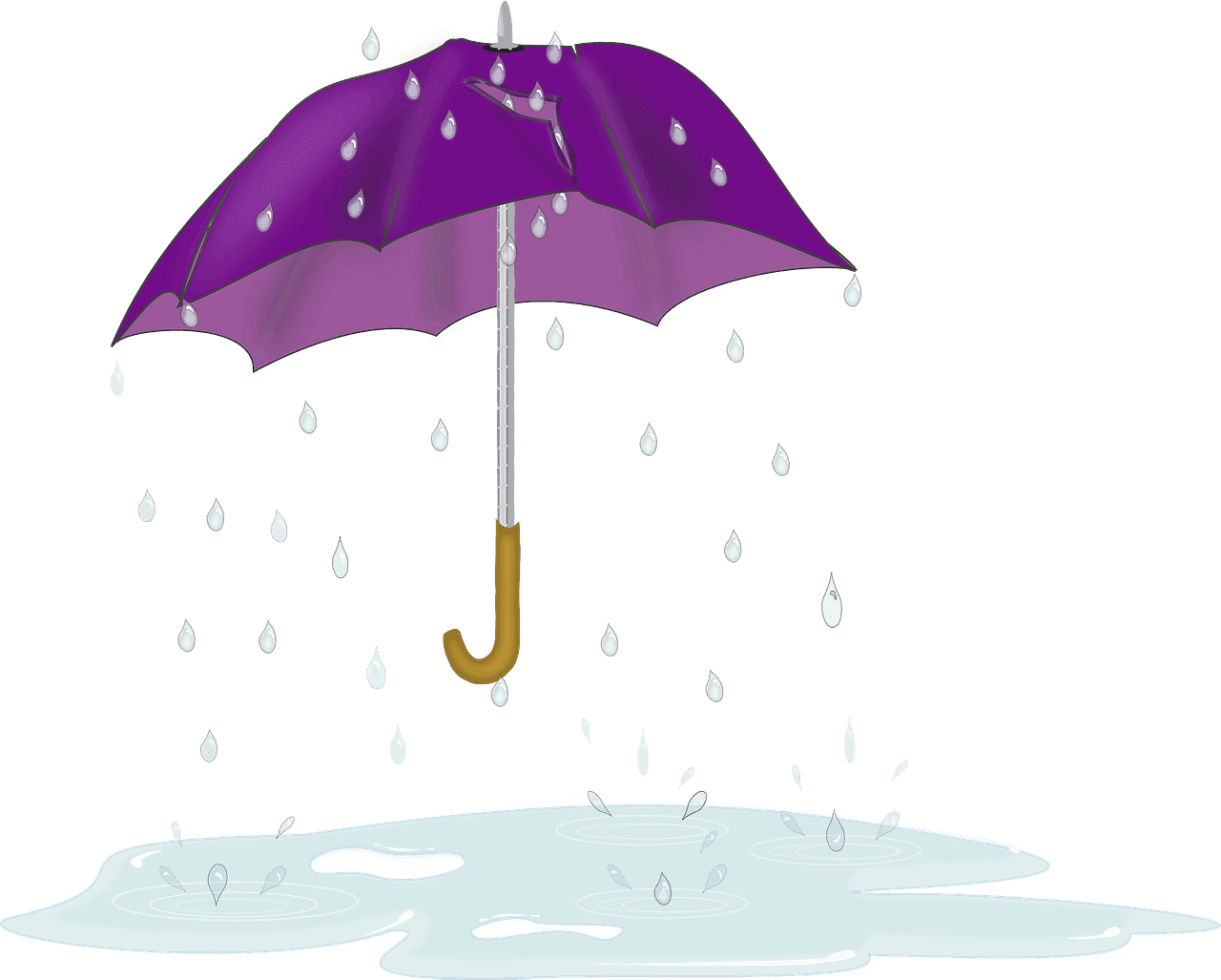 小さな雨の中での傘のイラスト イラスト
