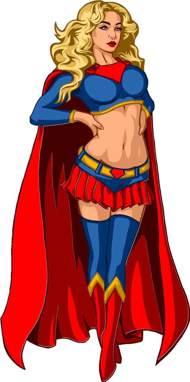 女性スーパーヒーローのイラスト 透明