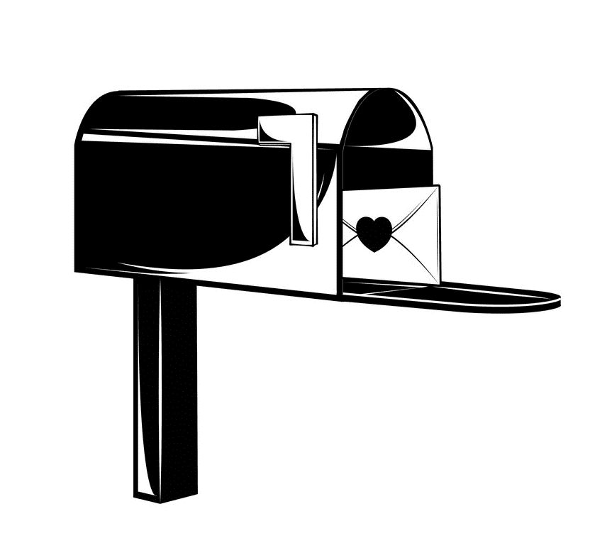 メールボックスのイラスト 白黒