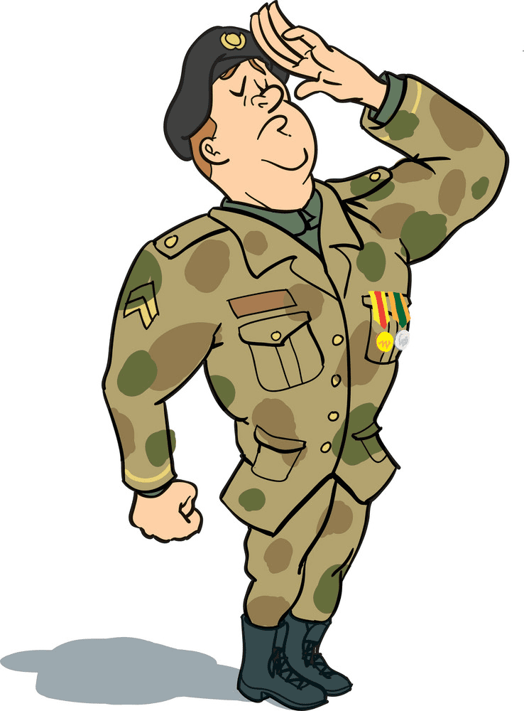 兵士の敬礼のイラスト