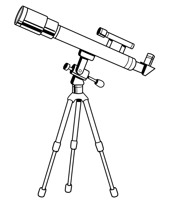 望遠鏡のイラスト 白黒 1