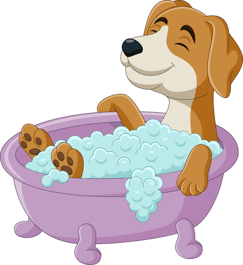 浴槽の中にいる犬のイラスト イラスト