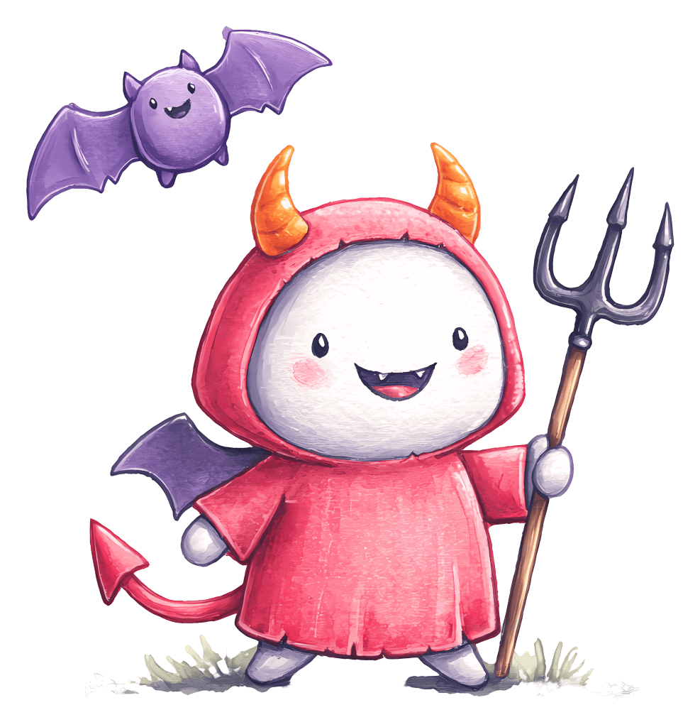 かわいい悪魔とコウモリのイラスト イラスト