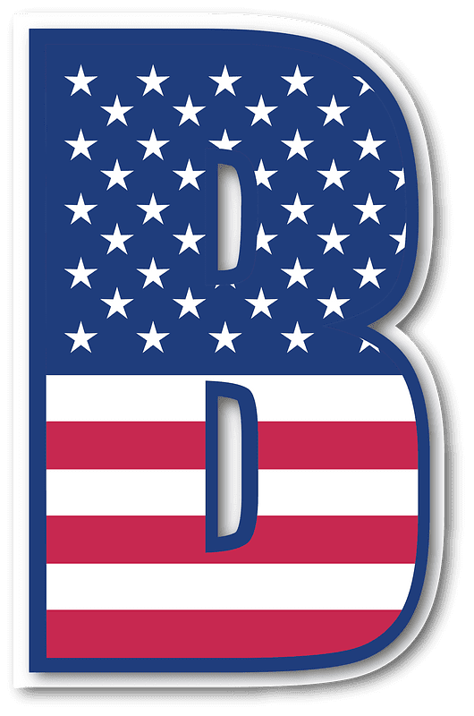 アメリカ国旗の文字Bのイラスト 透明