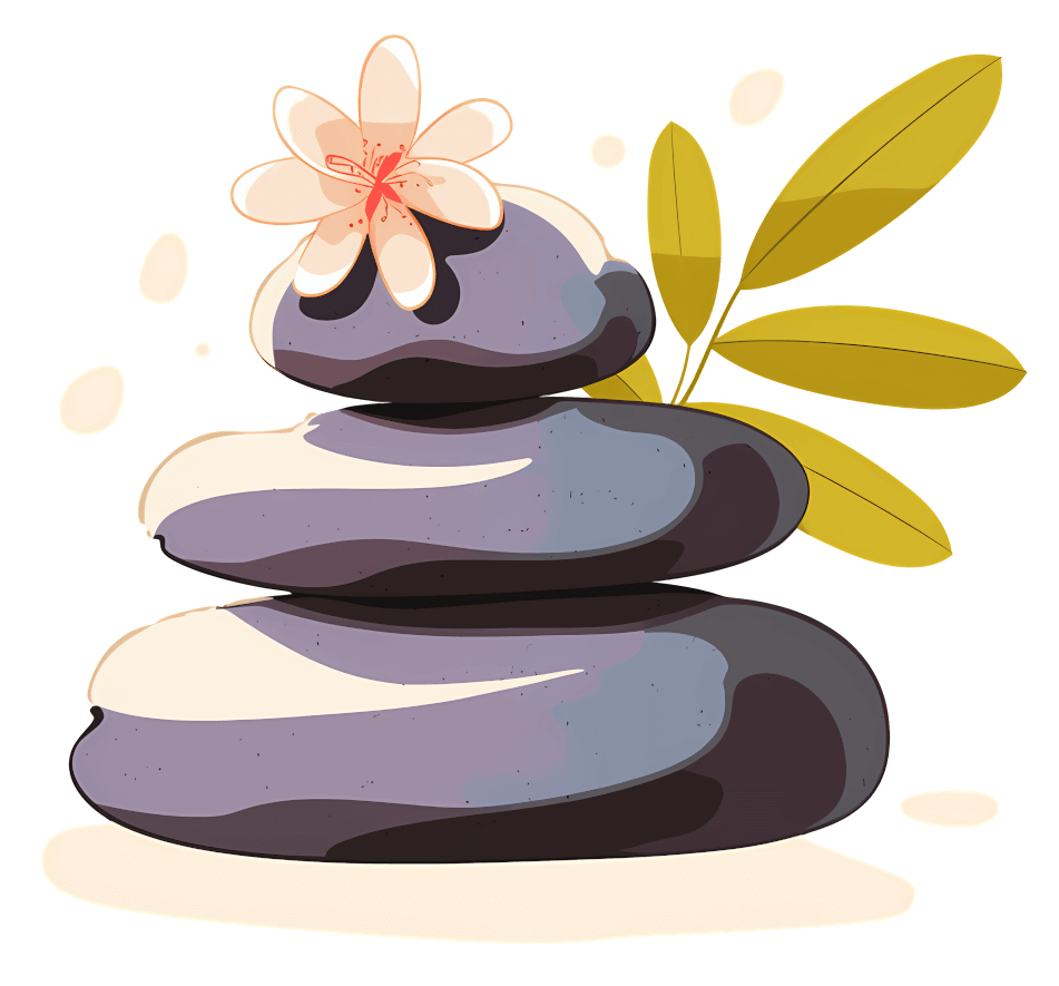 花が描かれた積み重ねられたスパストーンのイラスト イラスト
